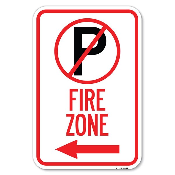 Signmission No Parking Symbol and Left Arrow Heavy-Gauge Aluminum Sign, 12" x 18", A-1218-24655 A-1218-24655 - main